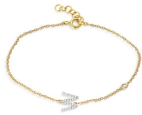 Zoe Lev 14K Yellow Gold Diamond Initial & Bezel Bracelet
