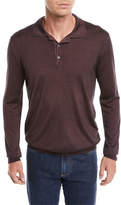Thumbnail for your product : Canali Men's Long-Sleeve Wool/Silk Polo Shirt, Burgundy