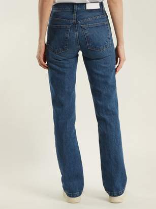 RE/DONE High Rise Straight Leg Jeans - Womens - Mid Blue