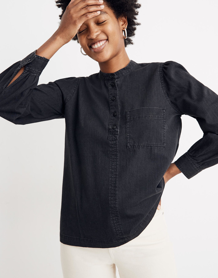 womens denim popover shirt