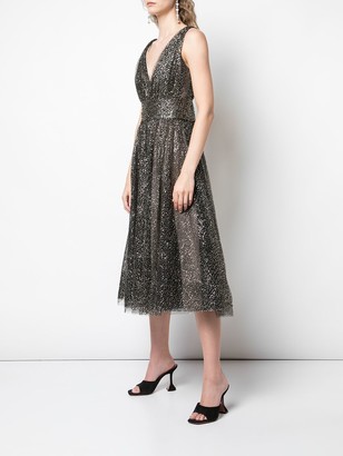 Marchesa Notte sequinned V-neck gown