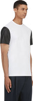 Thumbnail for your product : Neil Barrett White Leather Sleeve T-Shirt