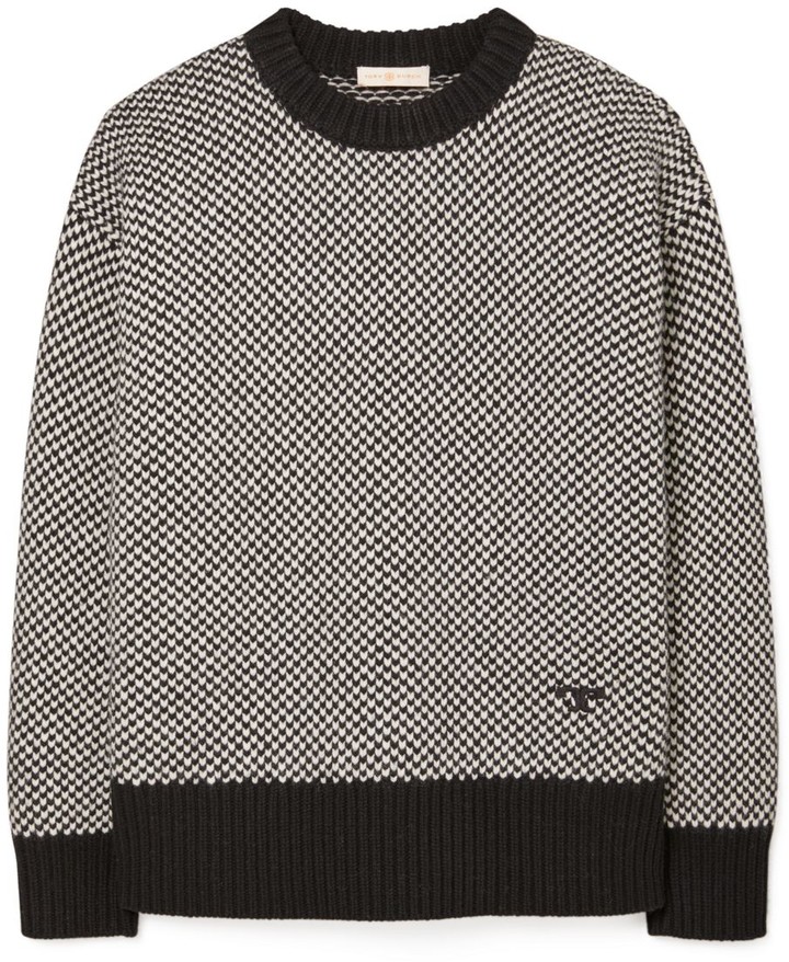 Tory Burch Two-Tone Oversized Crewneck Sweater - ShopStyle