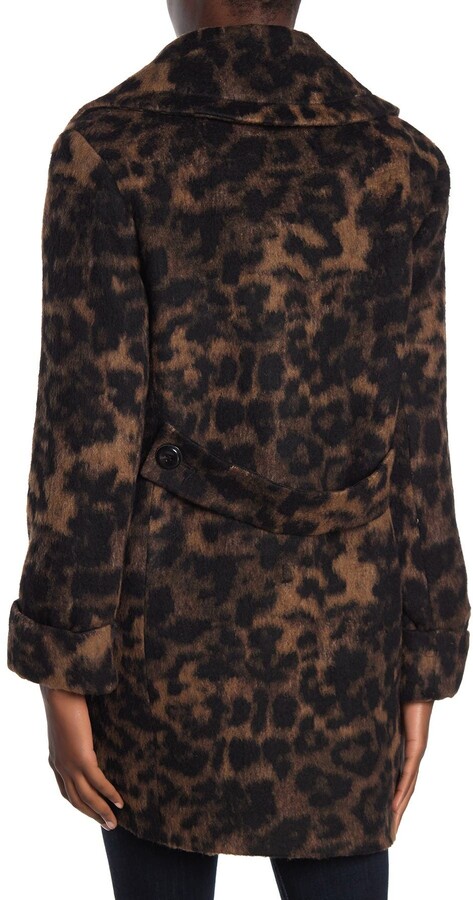 kensie leopard wool coat