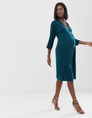 ASOS DESIGN Maternity Exclusive midi dress with drape waist detail