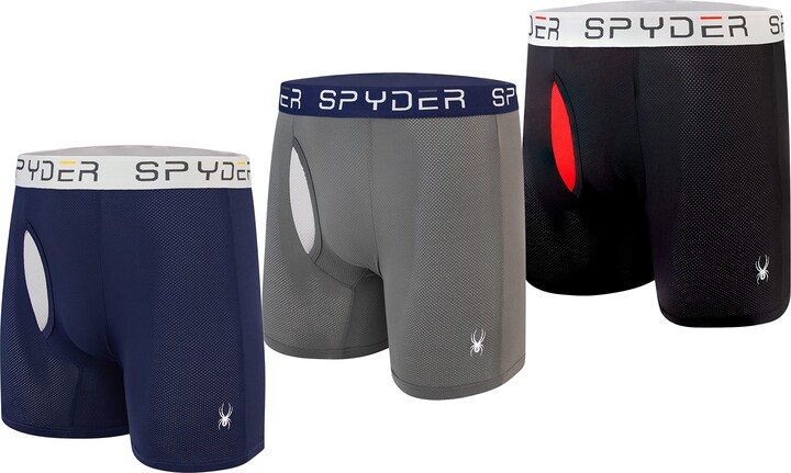  Spyder Mens Boxer Briefs 4 Pack Poly Spandex Performance  Boxer Briefs Underwear/Bonded Hem Boxer Briefs