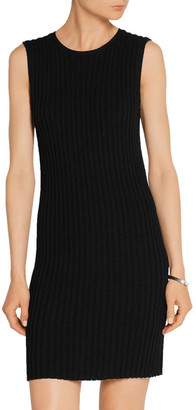 James Perse Ribbed Cotton-blend Mini Dress - Black