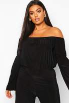 Thumbnail for your product : boohoo Plus Bardot Flare Sleeve Wide Leg Jumpsuit