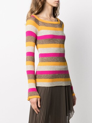 Patrizia Pepe Striped Lurex Knitted Jumper