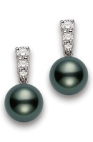 Thumbnail for your product : Mikimoto Morning Dew Black South Sea Cultured Pearl & Diamond Drop Earrings
