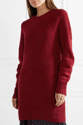 Burberry Oversized Ribbed Wool, Cashmere And Mohair-blend Sweater - Claret