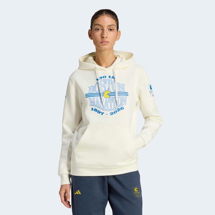 adidas Women's Boston Marathon 2026 Graphic Hoodie, Medium, Off White