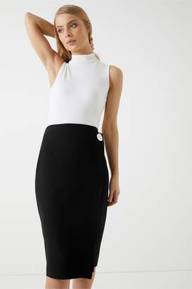 Dorothy Perkins Womens Contrast Button Wrap Skirt - Black