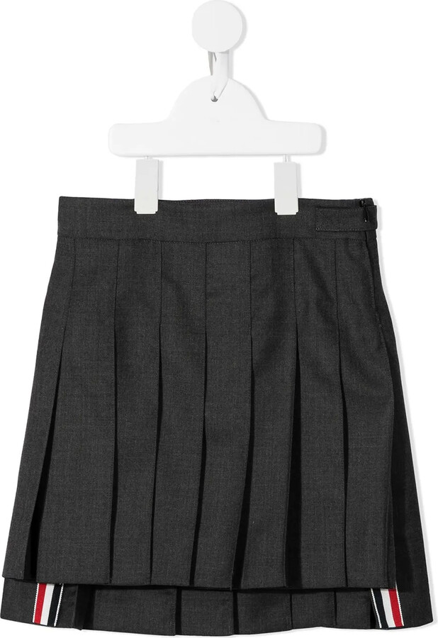 Thom Browne Kids Super 120s pleated mini skirt