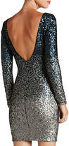 Thumbnail for your product : Dress the Population Lola Long-Sleeve Scoop-Back Ombre Sequined Mini Cocktail Dress