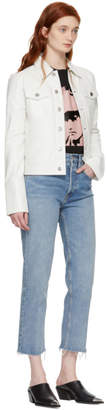 Helmut Lang White Denim Detailed Leather Jacket