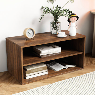 George Oliver Stackable Mounted Storage Shelf - 28.32*13.99*14.2 Inches, Ideal For Organizing Home, Hold Books, Garments, , Picture Frames, Keepsakes, Walnut Colora