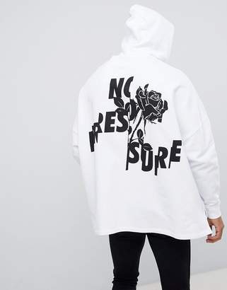 ASOS Design DESIGN extreme oversized hoodie with text and floral print in white