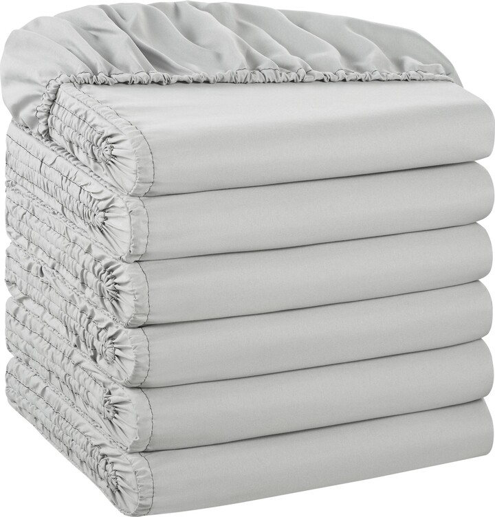 Host And Home Host & Home Bulk Fitted Microfiber Sheets - (6 Pack) Color-Coded Hem Threads Bedding Essentials Supplies for Hosts of Hotel, Motel, or Rental Properti