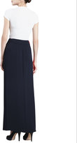 Thumbnail for your product : J. Mendel Colorblock Pleated Crepe Skirt, Poppy/Navy