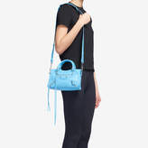 Thumbnail for your product : Balenciaga Classic City Mini Shoulder bag in light blue Arena leather, black logo strap, semi-shiny palladium hardware