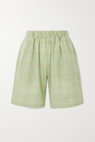 Thumbnail for your product : MATIN Bermuda Checked Cotton-voile Shorts - Green