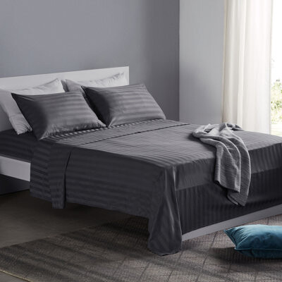 Sleep Zone N/A Temperature Regulating Luxury Striped Microfiber Sateen Sheet Set