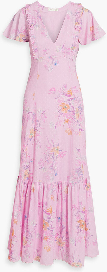 LoveShackFancy Vinnie floral-print fil coupé cotton maxi dress