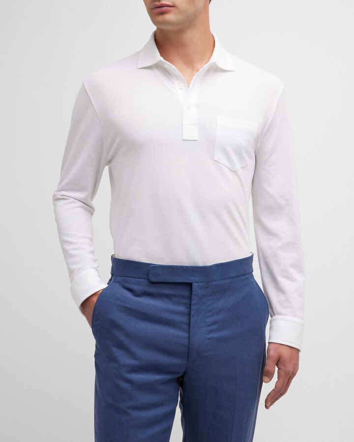 New Mens Dandy Paisley Long Sleeve Pocket Cotton T-Shirts Collar Polo W02 SML 