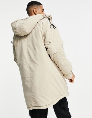 Jack and Jones Originals oversized parka jacket with pockets in beige -  ShopStyle