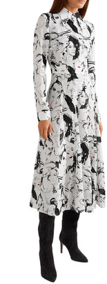 Michael Kors Collection + David Downton Printed Silk Crepe De Chine Midi Dress