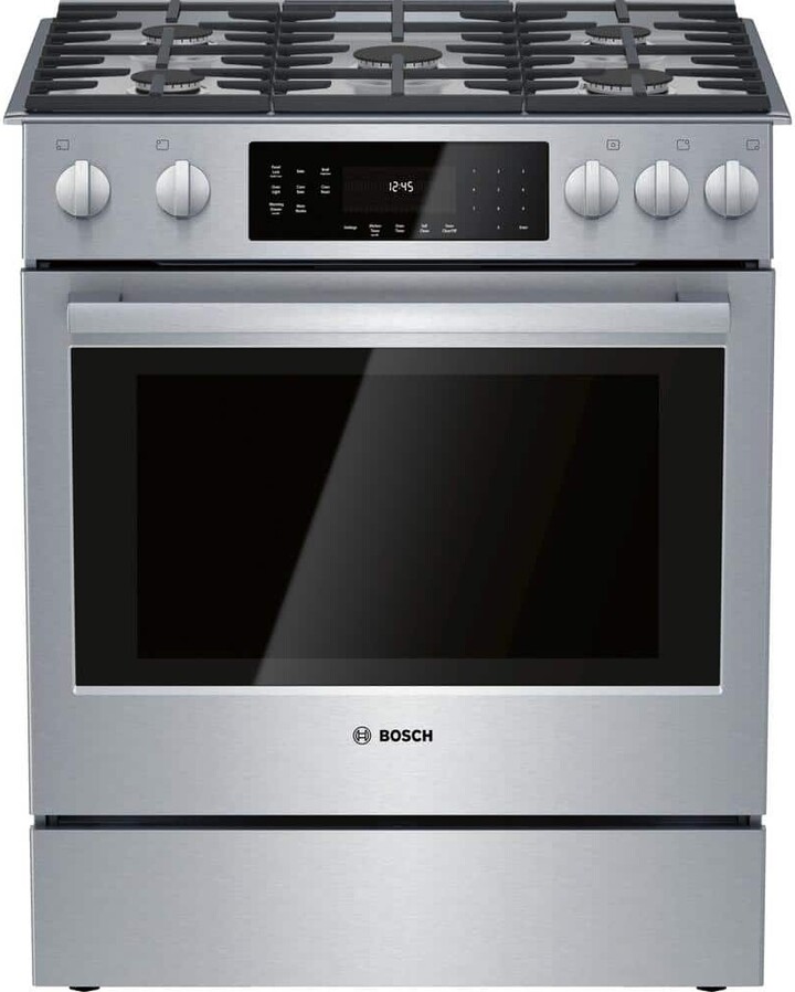 800 Series 30 in. 5 Burner Slide-In Gas Range in Stainless Steel with 4.8 cu. Ft. True Convection and Self-Cleaning Oven