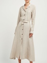 Thumbnail for your product : Giuliva Heritage Collection The Clara Pinstriped Linen Dress - White Multi