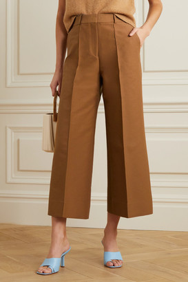 Victoria Victoria Beckham Victoria, Victoria Beckham - Cropped Cotton-blend Twill Wide-leg Culottes - Camel
