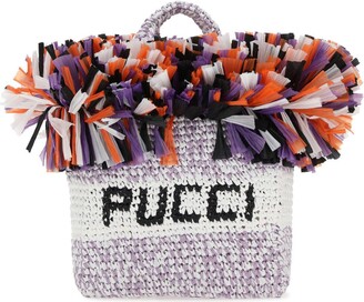 Emilio Pucci Handbag realized in raffia with peculiar insert at the top characterized by embroidered logo at the front.