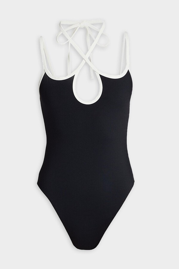 Jonathan Simkhai Kimika Solid Teardrop Cutout Swimsuit in Black - ShopStyle