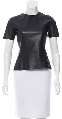 Celine Leather Short Sleeve Top
