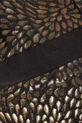 Draper James Kara Pleated Metallic Jacquard And Swiss-dot Tulle Dress - Black