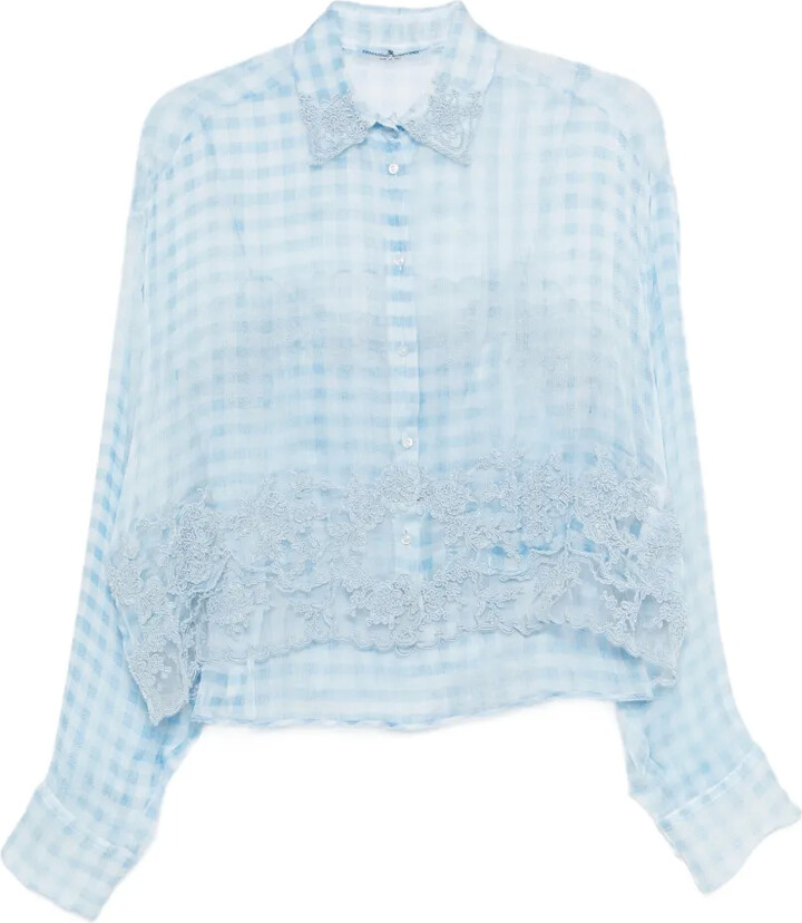 Ermanno Scervino Lace-Trim Check-Pattern Shirt