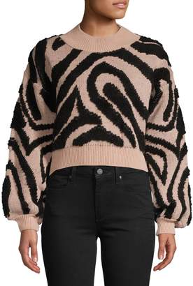 Topshop Wave-Print Knit Cropped Sweater