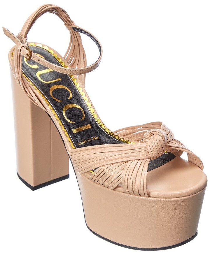 Gucci Leather Platform Sandal - ShopStyle