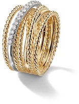Thumbnail for your product : David Yurman Crossover Wide Ring with Diamonds in 18K Yellow Gold
