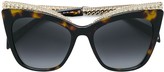 Thumbnail for your product : Moschino Tortoiseshell Curb Chain Trim Sunglasses