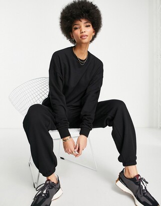 Chelsea Peers Tall oversized high neck sweat with woven logo tab in black