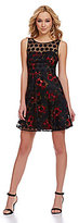 Thumbnail for your product : Betsey Johnson Dot-Overlay Fit-and-Flare Floral Dress