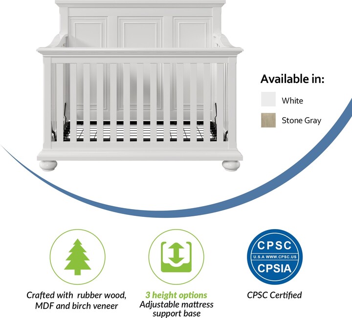 4in1 Full Size Convertible Crib Converts to Toddler Bed, Daybed and