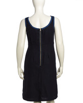 Thumbnail for your product : Melissa Masse Sleeveless Scroll Trimmed Woven Dress, Blue/Black, Women's