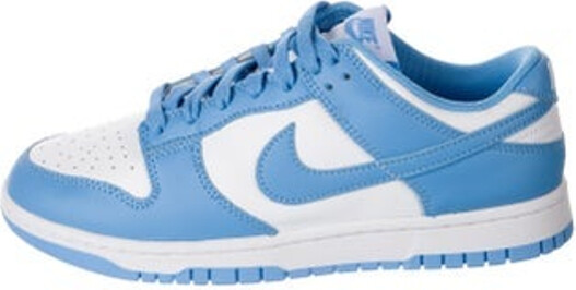 Nike Leather Low Top Athletic Sneakers Blue & White Colorblock Pattern Round-Toes Lace-Up Closure at Uppers Unfortunately, due to restrictions, this item may not be eligible for shipping in all areas.