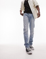 Thumbnail for your product : Topman rigid slim jeans cross distress in light wash
