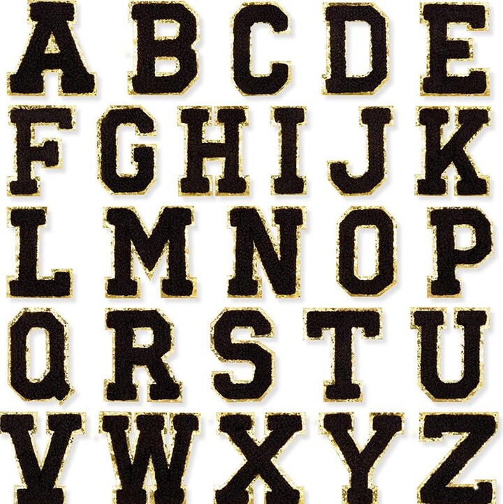 130 Piece DIY Gold Glitter Make Your Own Banner Kit with Letters, Numbers, and Symbols (5 inch Letters)